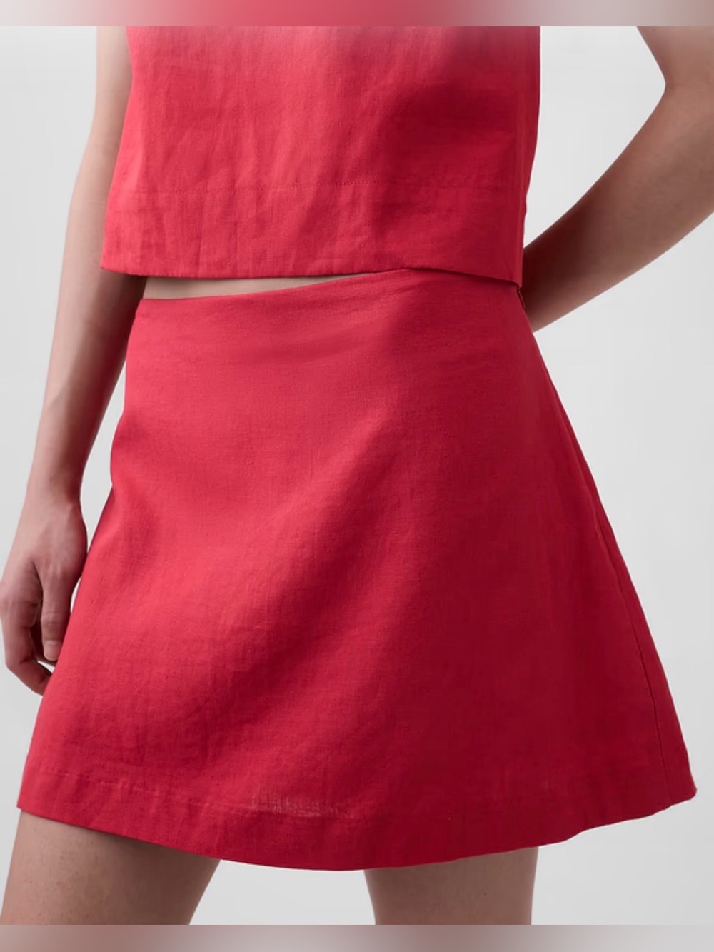 GAP Linen A-Line Mini Skirt with Skort in Red